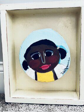 Original Folk Art Painting by Lila Graves – Hand Painted Shadow Box Portrait